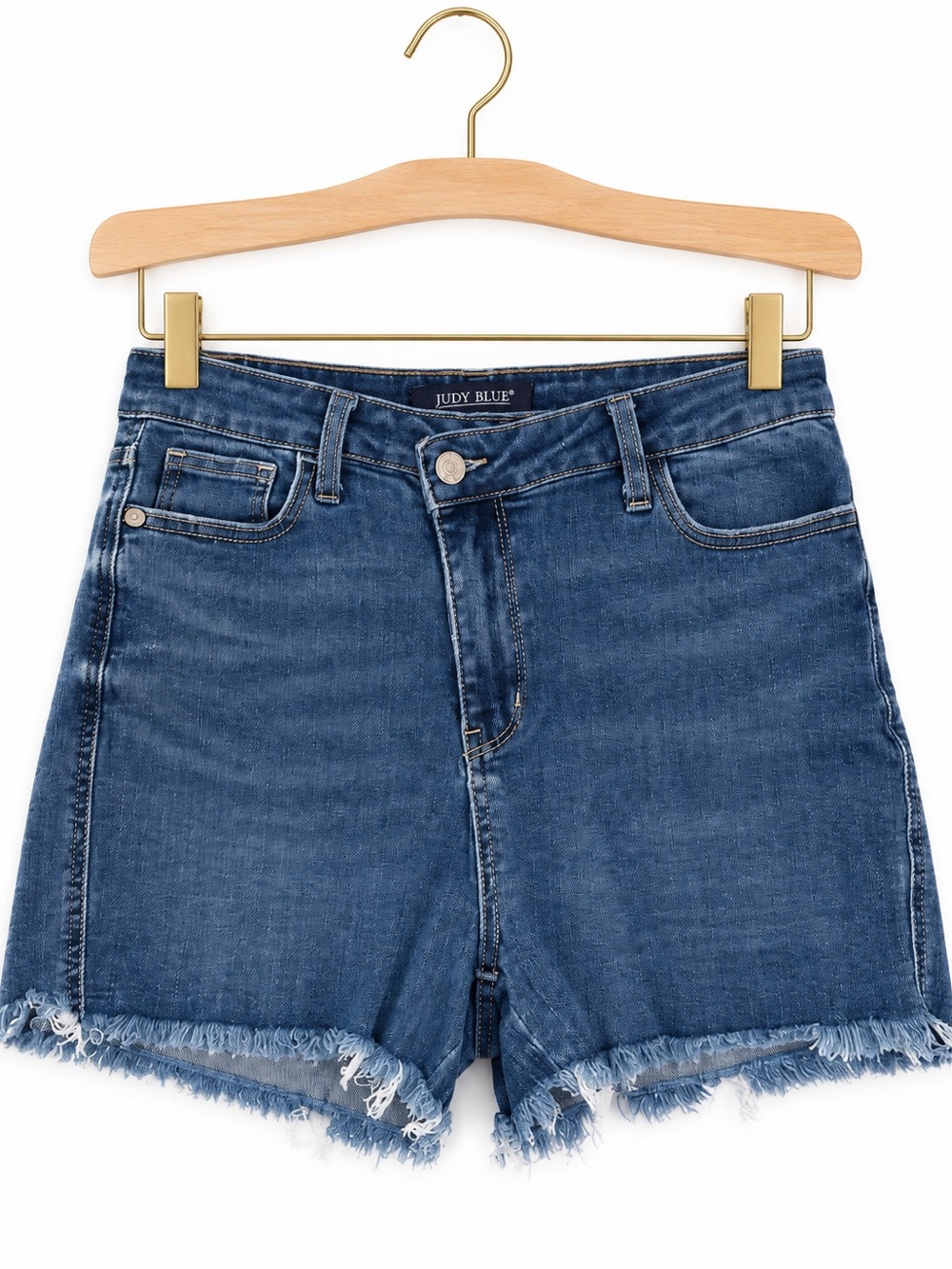 Judy Blue JB150349 Raw Hem Dark Denim Shorts Size L